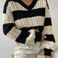 Striped Elegance V-Neck Sweater